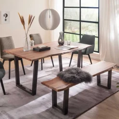 Wohnen Esszimmerbank mit Trapez-Bügelbeinen Anthrazit - Ramino