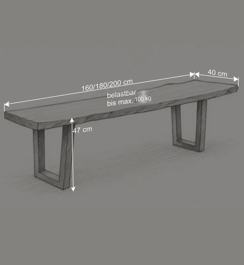 Wohnen Esszimmerbank mit Trapez-Bügelbeinen Anthrazit - Ramino