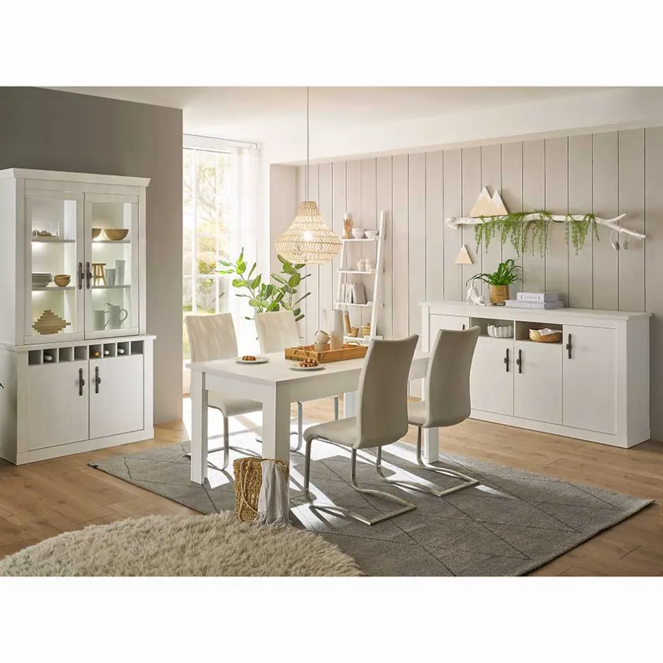 Wohnen Esszimmereinrichtung in weißer Holzoptik Pinie - Liancos (dreiteilig)