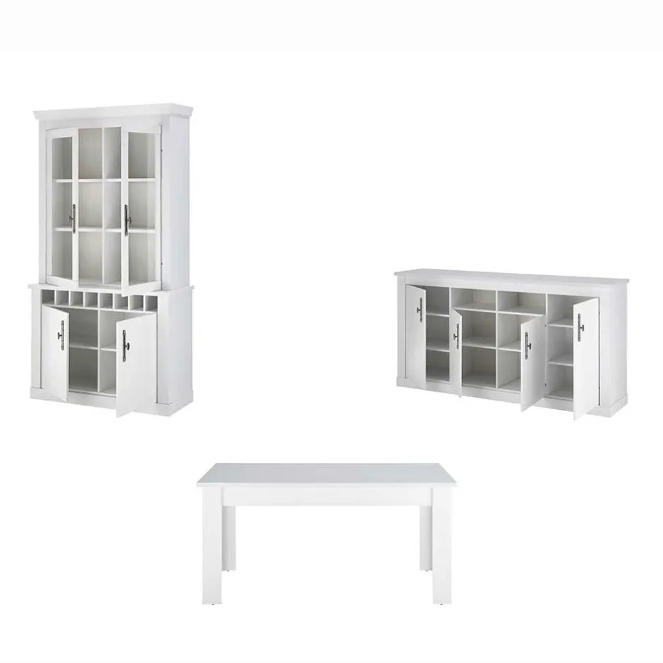 Wohnen Esszimmereinrichtung in weißer Holzoptik Pinie - Liancos (dreiteilig)