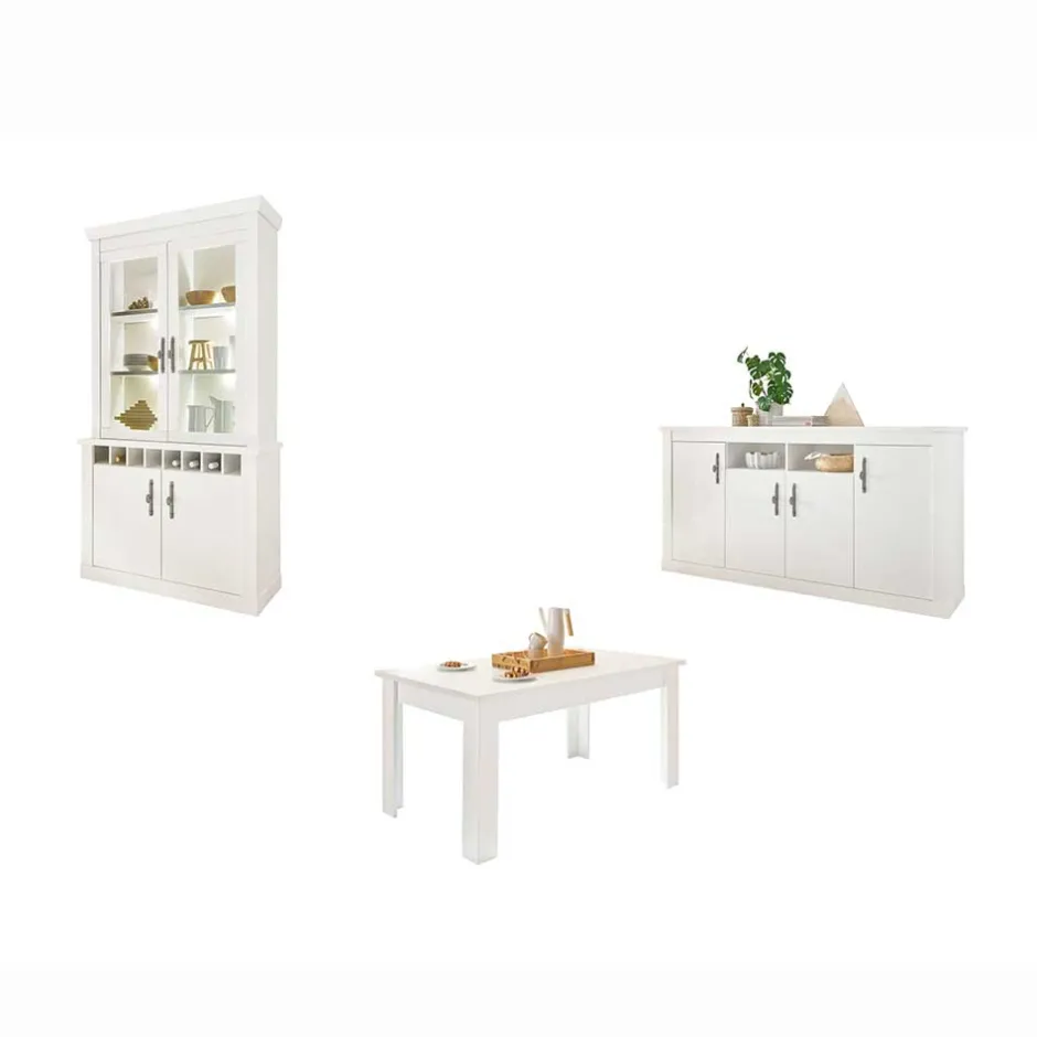 Wohnen Esszimmereinrichtung in weißer Holzoptik Pinie - Liancos (dreiteilig)