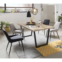 Wohnen Esszimmergruppe mit Microfaser-Stühlen - Dascalo (fünfteilig)