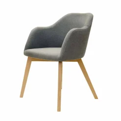 Wohnen Esszimmersessel mit Stoff in Grau Grosma & Holzgestell Eiche