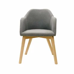 Wohnen Esszimmersessel mit Stoff in Grau Grosma & Holzgestell Eiche