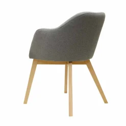 Wohnen Esszimmersessel mit Stoff in Grau Grosma & Holzgestell Eiche