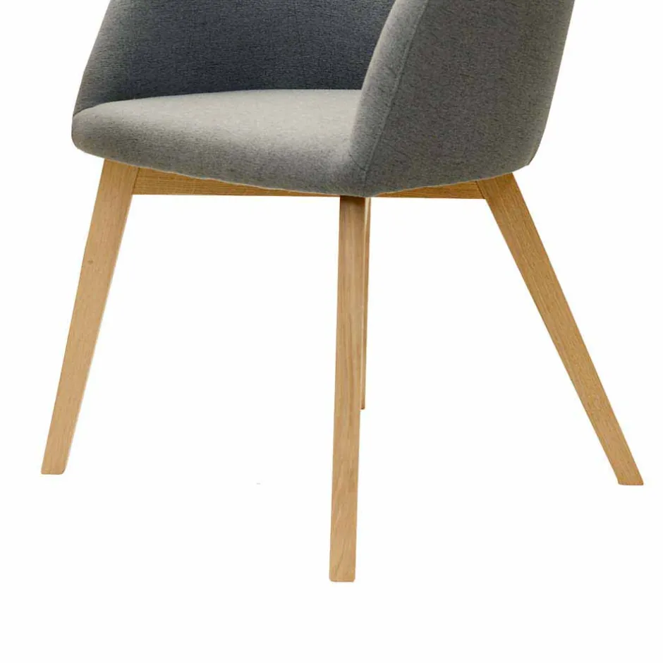 Wohnen Esszimmersessel mit Stoff in Grau Grosma & Holzgestell Eiche