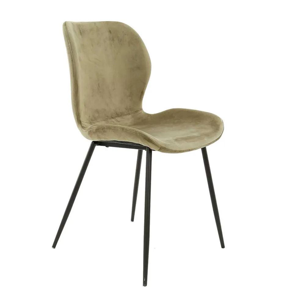 Wohnen Esszimmerstühle aus Samt Beige - Maudez (4er Set)