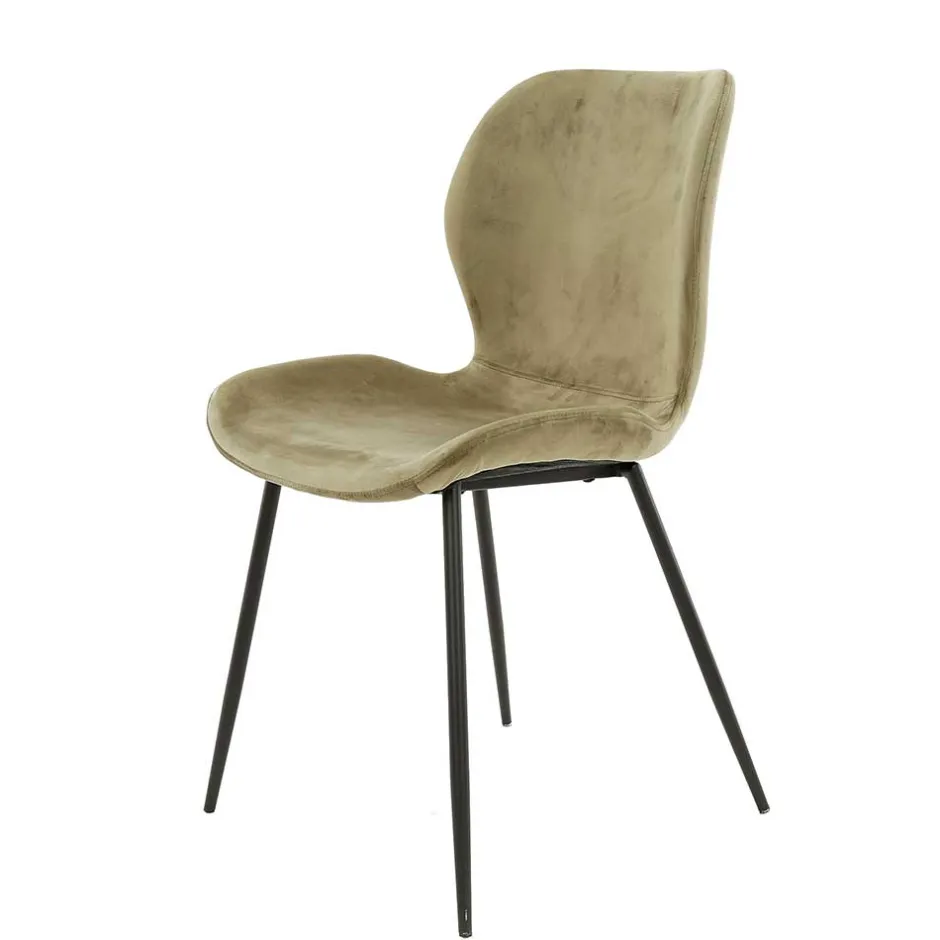 Wohnen Esszimmerstühle aus Samt Beige - Maudez (4er Set)