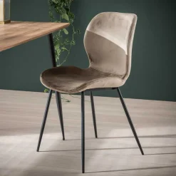 Wohnen Esszimmerstühle aus Samt Beige - Maudez (4er Set)