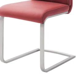 Wohnen Esszimmerstuhl als Freischwinger in dunklem Rot Lioberta Kunstleder (4er Set)