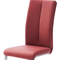 Wohnen Esszimmerstuhl als Freischwinger in dunklem Rot Lioberta Kunstleder (4er Set)