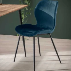 Esszimmerstuhl in Blau Samtbezug - Borgio (4er Set)^Wohnen Hot
