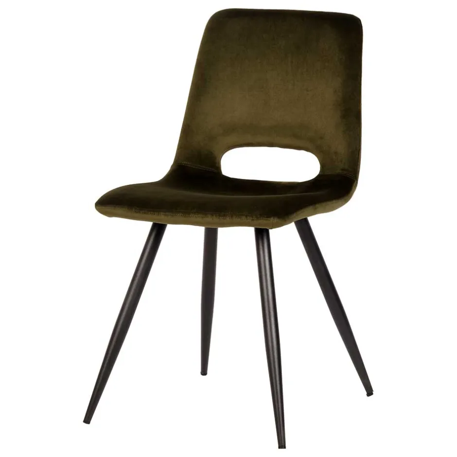Esszimmerstuhl in Oliv Grün Samtbezug - Tryndidad (2er Set)^Wohnen New