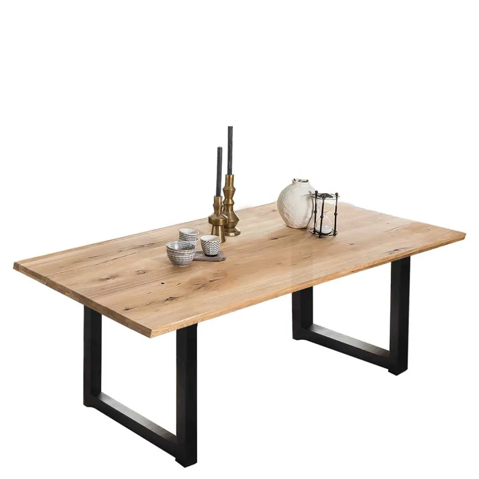 Esszimmertisch aus Wildeiche mit Metallbeinen - Rasita^Wohnen Outlet