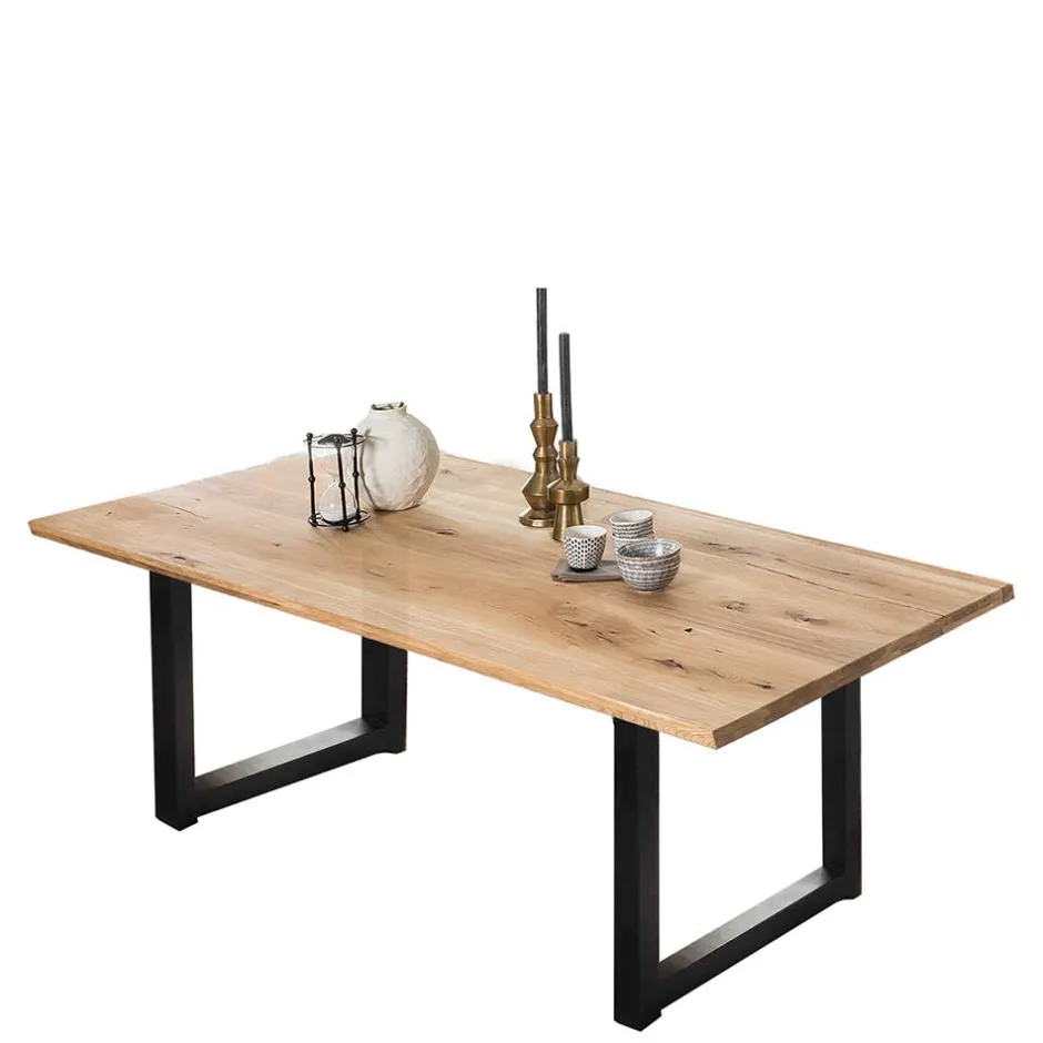 Esszimmertisch aus Wildeiche mit Metallbeinen - Rasita^Wohnen Outlet