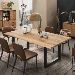 Esszimmertisch aus Wildeiche mit Metallbeinen - Rasita^Wohnen Outlet