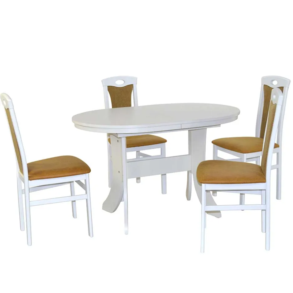 Wohnen Esszimmertisch Gruppe in Weiß - Nemuro (fünfteilig)