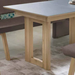 Esszimmertisch in Eiche Natur mit Glasplatte Grau Damian diverse Varianten^Wohnen Outlet