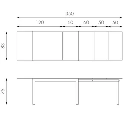 Esszimmertisch in Grau Florian ausziehbar von 120cm auf 350cm^Wohnen Best