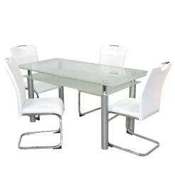 Esszimmertisch mit Glasplatte & Stühle - Chepter (fünfteilig)^Wohnen Outlet