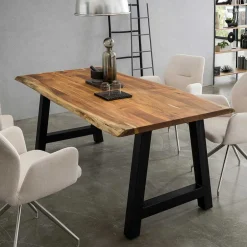 Wohnen Esszimmertisch mit Naturkante und A-Design-Gestell - Viradossa
