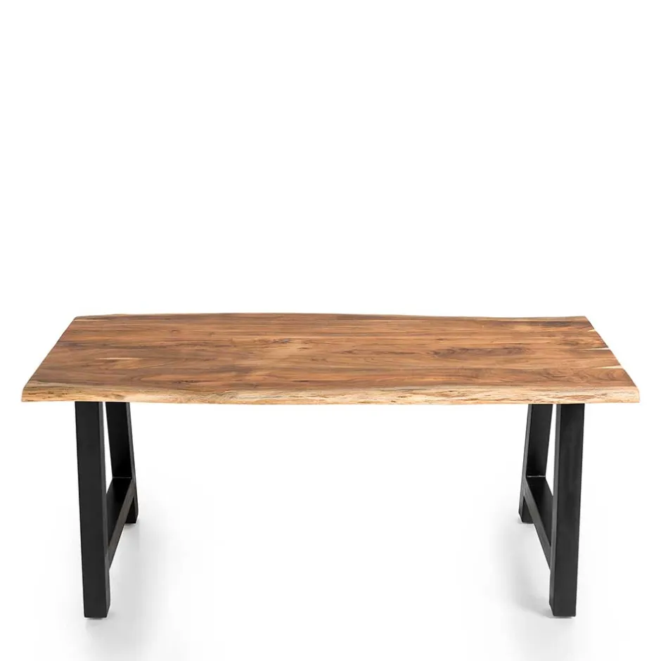 Wohnen Esszimmertisch mit Naturkante und A-Design-Gestell - Viradossa