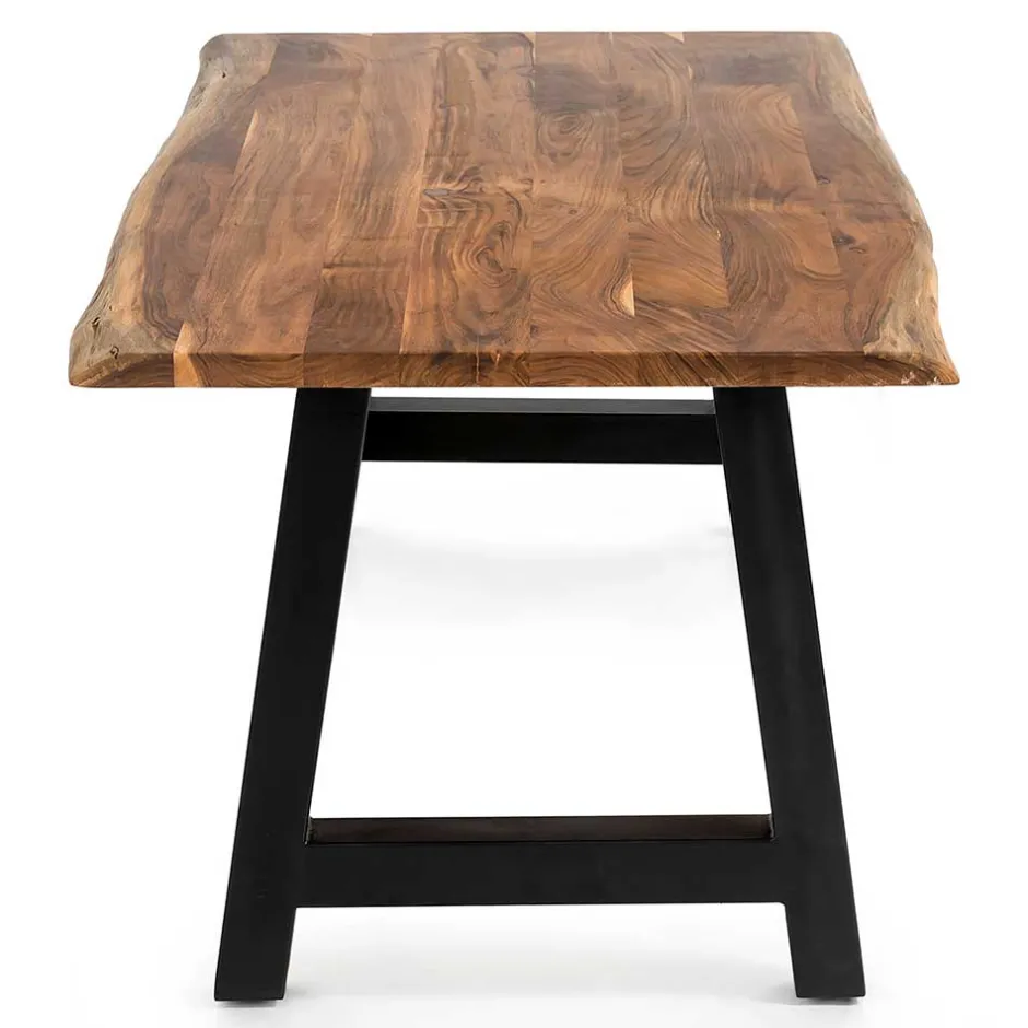 Wohnen Esszimmertisch mit Naturkante und A-Design-Gestell - Viradossa