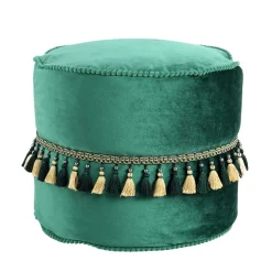 Ethno Style Pouf mit Makramee Quasten Borte - Natsonai^Wohnen Online