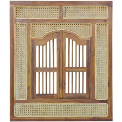 Wohnen Ethno Style Spiegel aus Teak Holz & Rattan - Vilrada