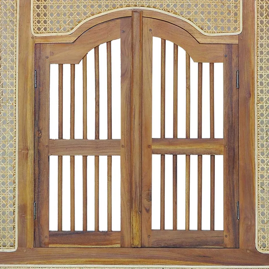 Wohnen Ethno Style Spiegel aus Teak Holz & Rattan - Vilrada