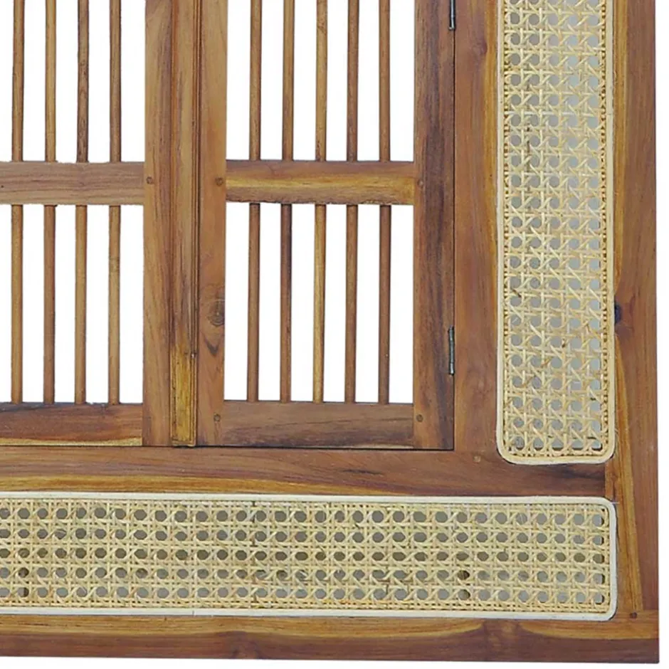 Wohnen Ethno Style Spiegel aus Teak Holz & Rattan - Vilrada