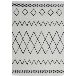 Ethno Style Teppich in Weiß und Schwarz - Blouno^Wohnen New