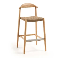 Wohnen Eukalyptusholz Barstuhl mit Kordel Geflecht - Hajana