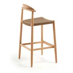 Wohnen Eukalyptusholz Barstuhl mit Kordel Geflecht - Hajana