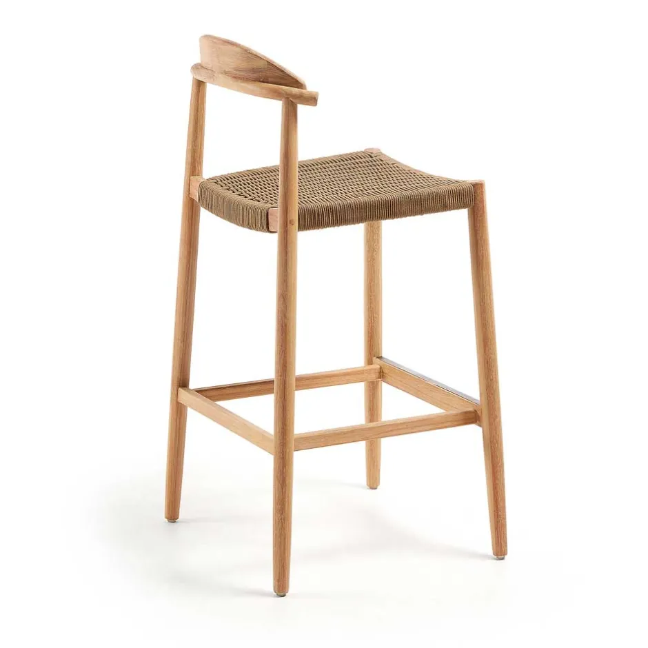 Wohnen Eukalyptusholz Barstuhl mit Kordel Geflecht - Hajana