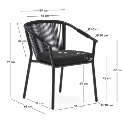 Wohnen Extravagante Gartenstühle in Schwarz - Onna (4er Set)