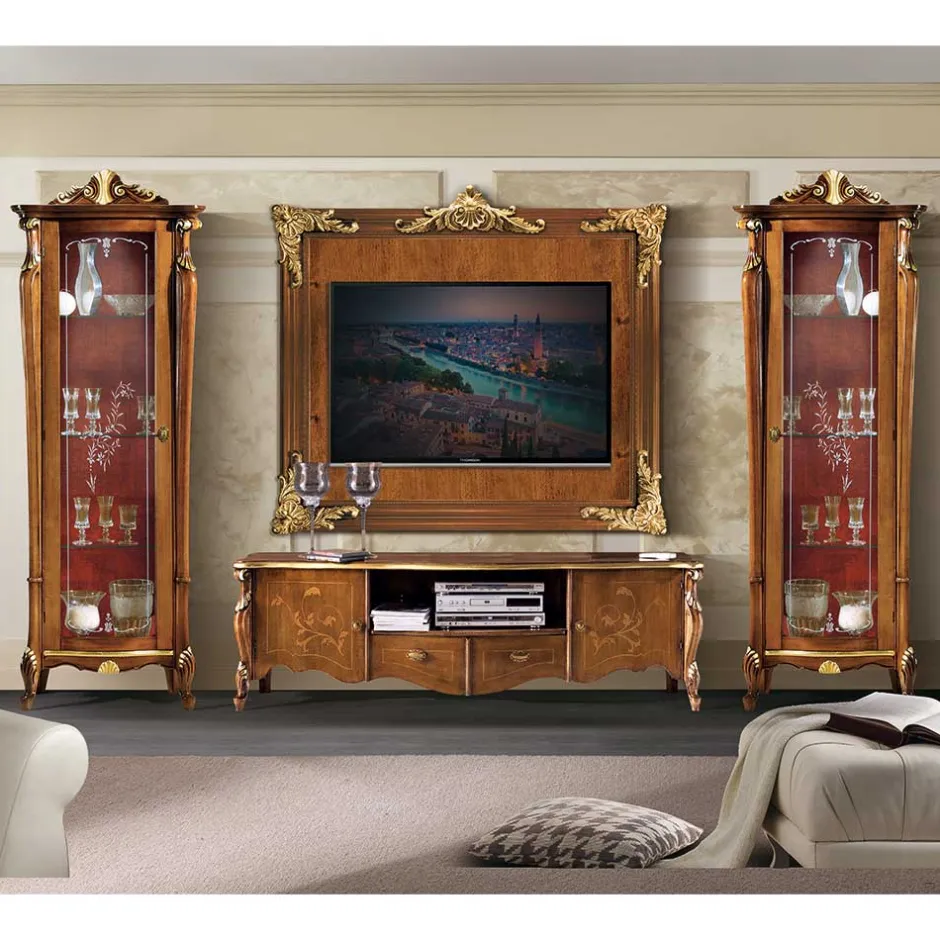 Wohnen Extravagante TV Anbauwand Möbelset - Carlenna (vierteilig)