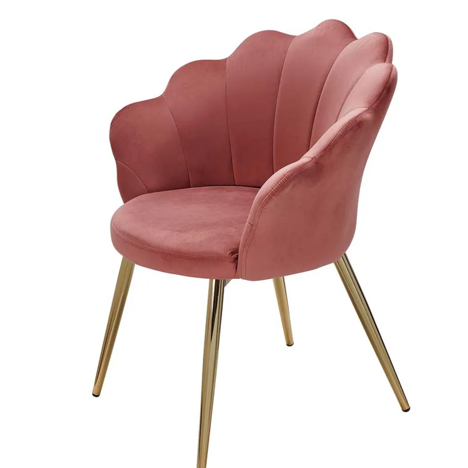 Extravaganter Armlehnenstuhl in Rosa Samt - Envus^Wohnen Best