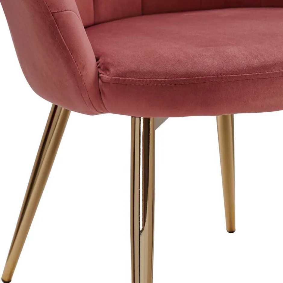 Extravaganter Armlehnenstuhl in Rosa Samt - Envus^Wohnen Best