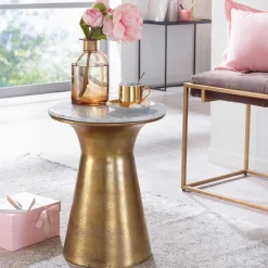 Extravaganter Beistelltisch mit Marmorplatte Weiß - Riovara^Wohnen Sale