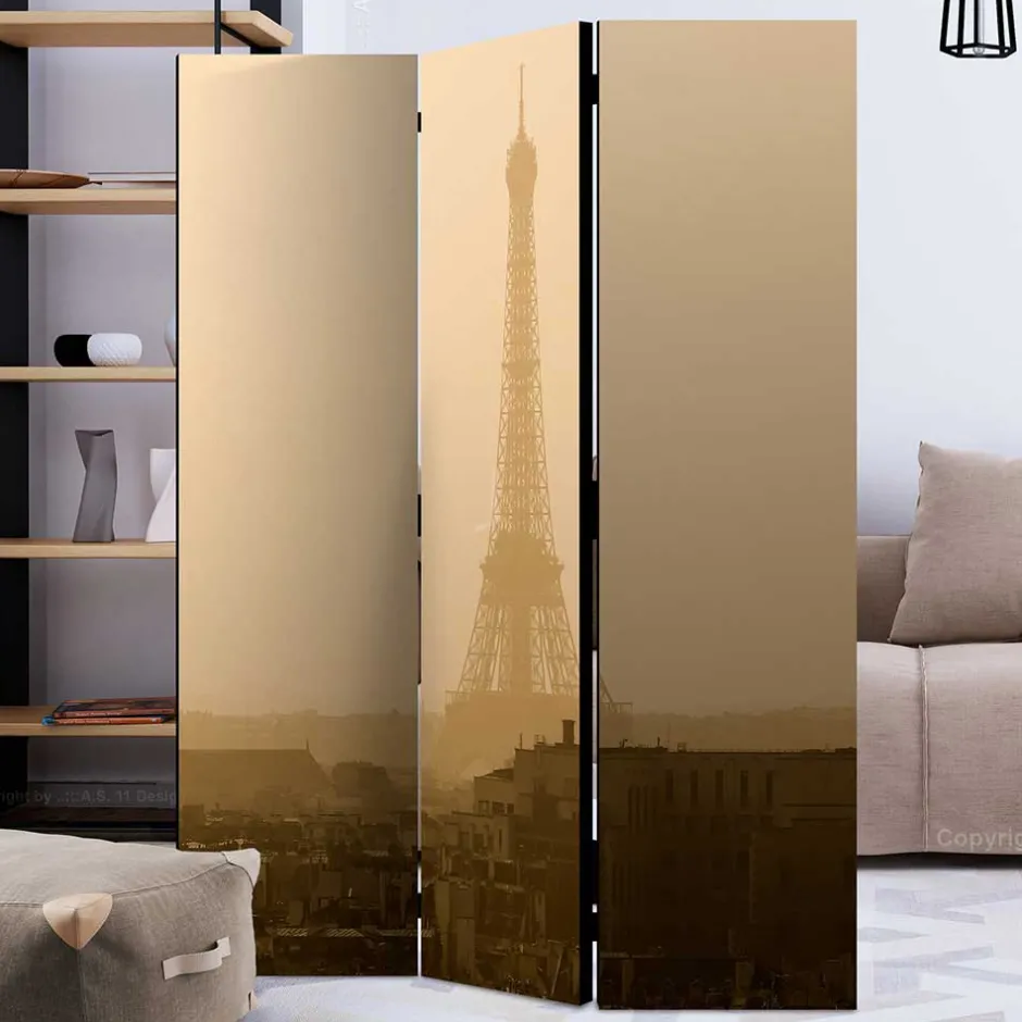 Wohnen Faltbare Trennwand - Eiffelturm Dämmerung - Defency