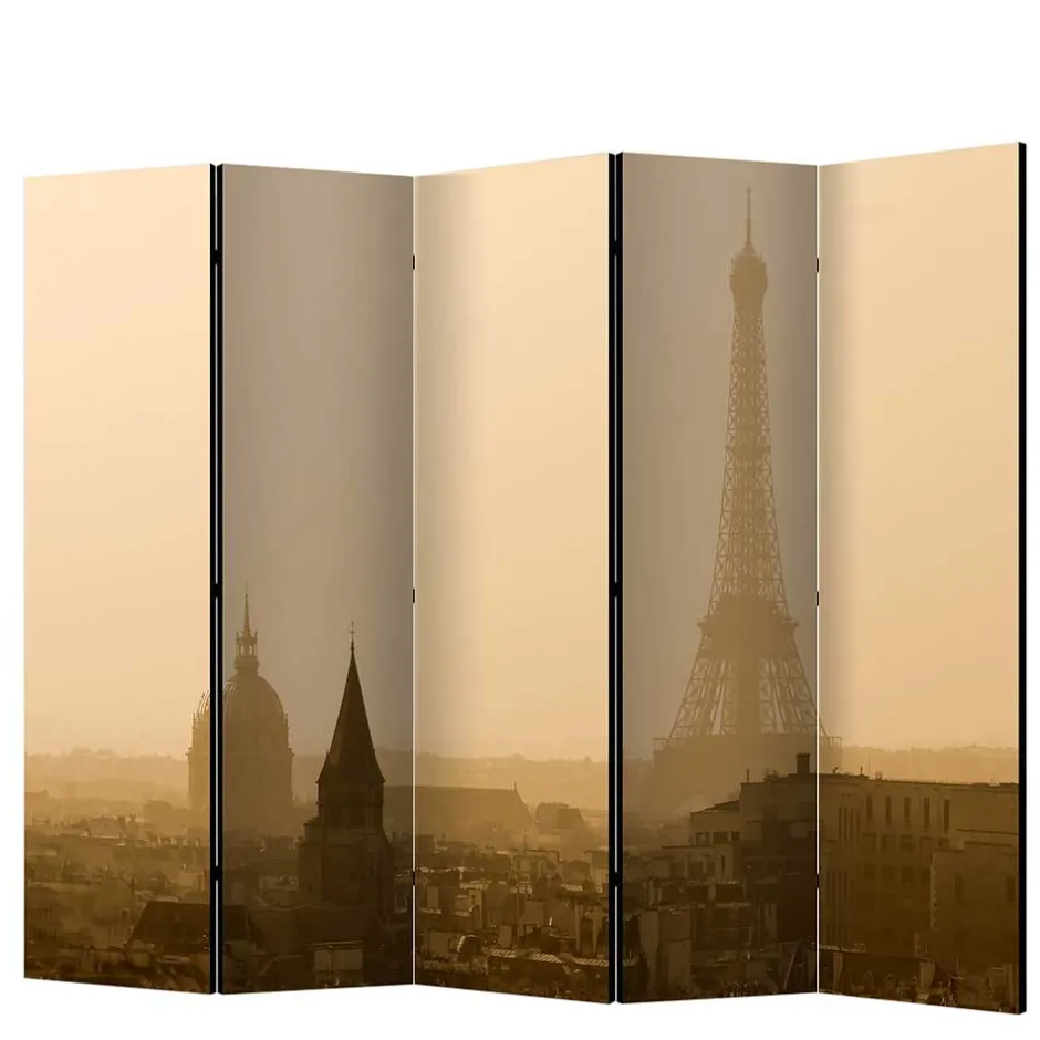 Wohnen Faltbare Trennwand - Eiffelturm Dämmerung - Defency