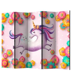 Faltbarer Paravent mit Einhorn & Blumen Motiv - Odangelo^Wohnen New