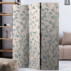 Wohnen Faltbarer Raumteiler in Creme & Blaugrau - Emilio