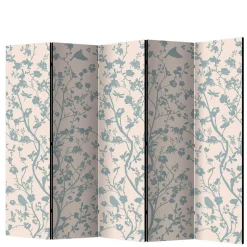 Wohnen Faltbarer Raumteiler in Creme & Blaugrau - Emilio