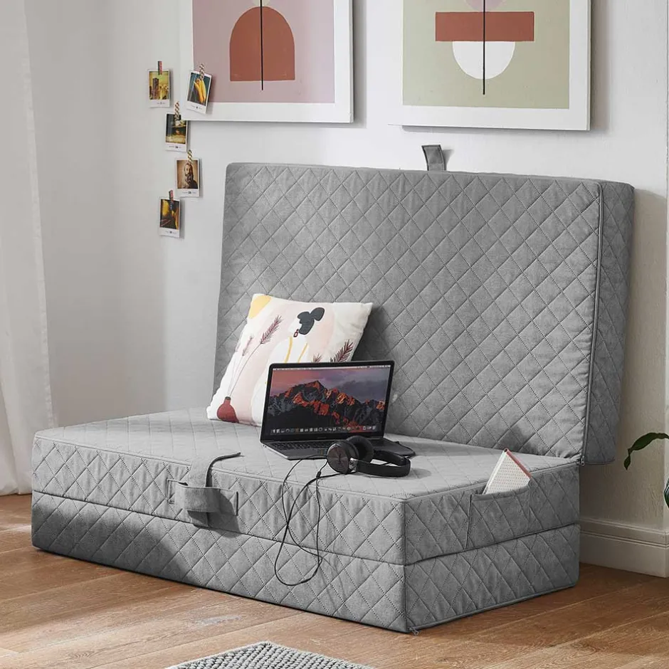 Faltmatratze Polsterhocker in Grau Stoff - Samba^Wohnen Best