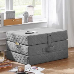 Faltmatratze Polsterhocker in Grau Stoff - Samba^Wohnen Best