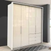 Wohnen Falttüren Kleiderschrank in Creme Glas - Zidarie