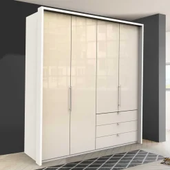 Wohnen Falttüren Kleiderschrank in Creme Glas - Zidarie