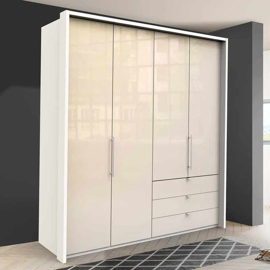 Wohnen Falttüren Kleiderschrank in Creme Glas - Zidarie